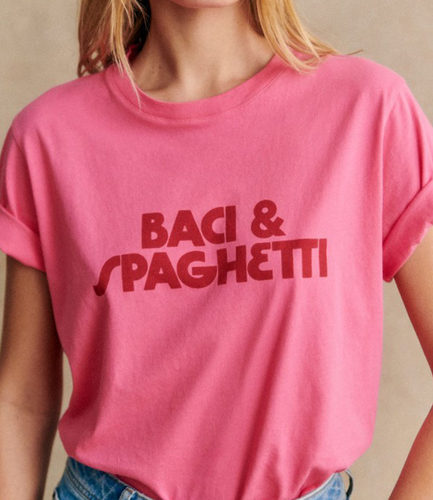 文艺法语字母印花柔软棉短袖T恤