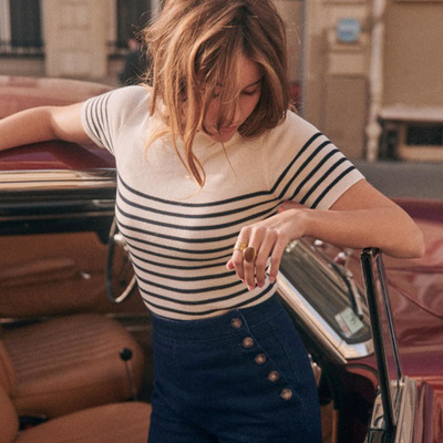 短袖海魂衫条纹纯棉针织修身T恤