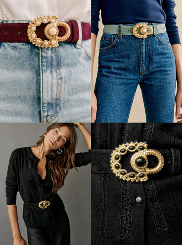 法式复古金属扣牛皮腰带皮带