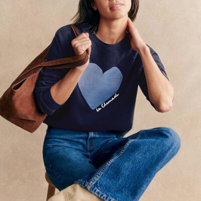 复古爱心字母纯棉套头宽松卫衣女