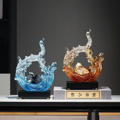 新中式现代家居客厅摆件水晶风生水办公室艺术新年装饰品