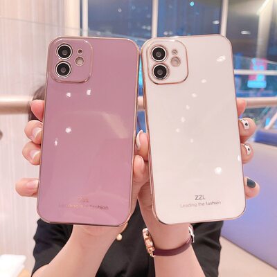 适用苹果14手机壳魔方直边iPhone12ProMax电镀11pro软X纯色全包套