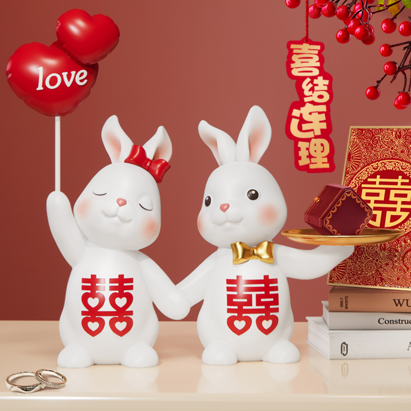 树脂收纳兔子摆件结婚礼物