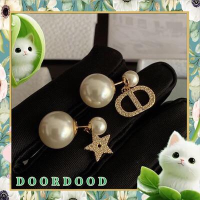 D O O R D O O D家新款高端满钻五角星星耳钉CD珍珠耳环女耳坠