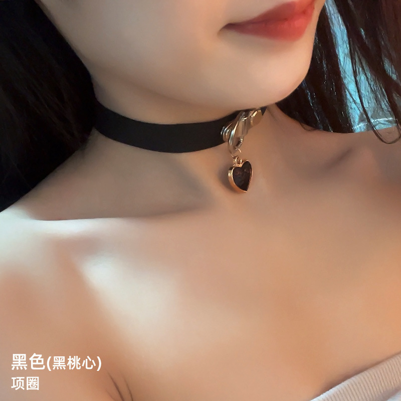 猫咪铃铛项圈女颈带链子颈圈choker锁骨链皮质颈环项链K9脖圈颈链