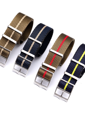 编织尼龙帆布表带代用水鬼碧湾小红花小黑盾飞行员20/22mm防水男