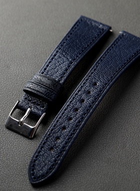 手工蓝色山羊皮表带20mm*16mm复古男表带柔软表链快速表耳
