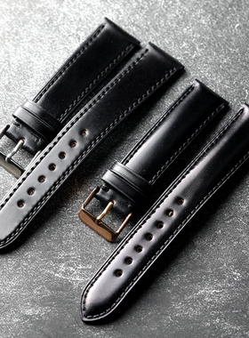 手工日本新禧马臀皮表带18 19 20 22MM黑色适配华为GT5 4豪华表带