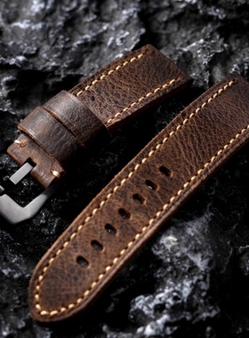 手工头层牛皮表带20 22 23 24MM 26MM真皮表带适配PAM111 441加厚
