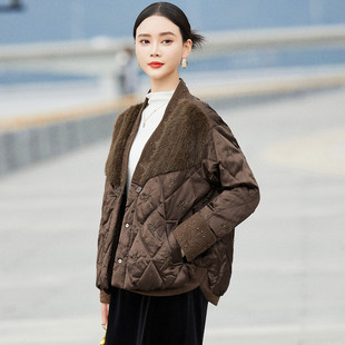 【水貂毛-鹅绒羽绒服】2025冬高级感拼接气质显贵羽绒外套女