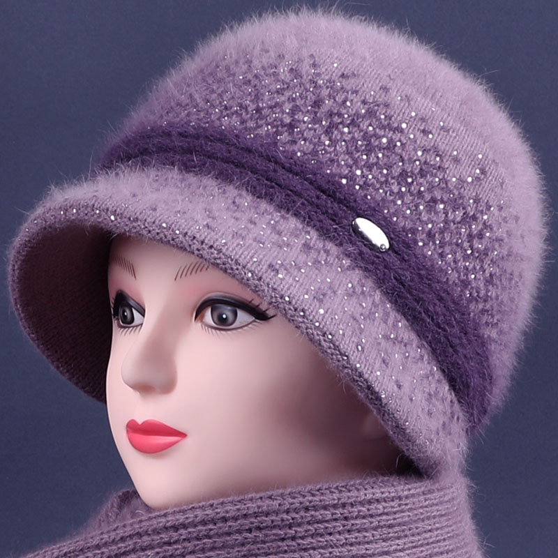 盆帽户外优雅女冬天防寒兔毛帽