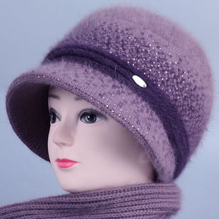 中老年人妈妈帽子女冬天保暖防风老太太奶奶姥姥冬季针织兔毛线帽