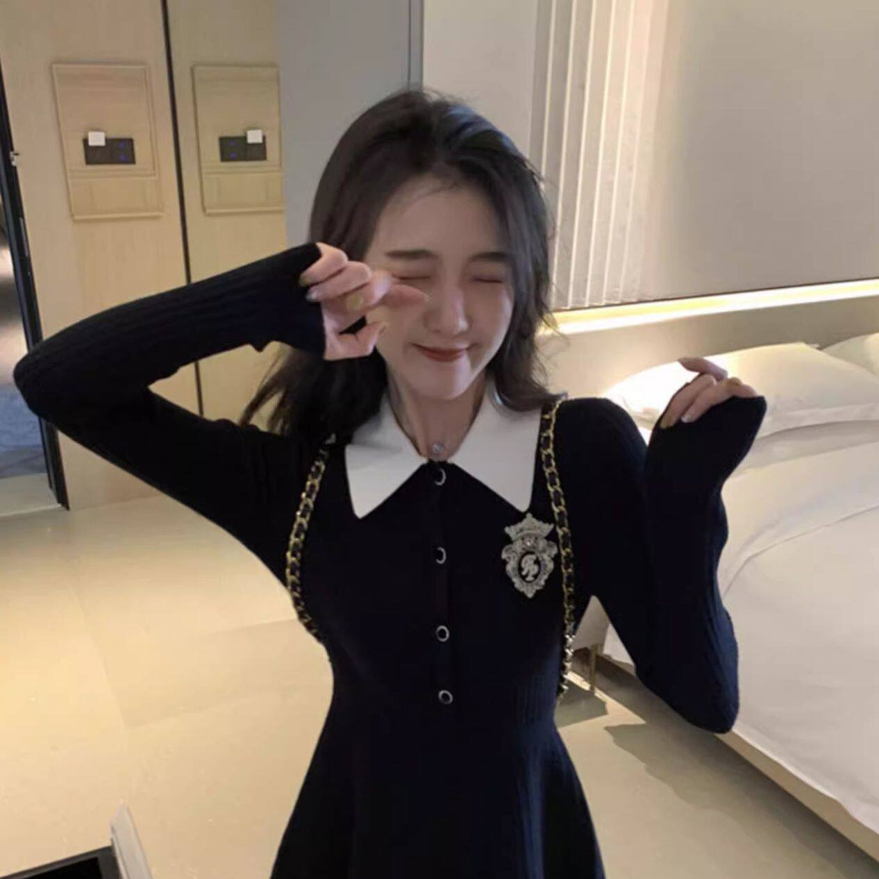 秋冬修身纯欲内搭学院风