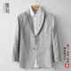 春季 外套两粒扣便西棉麻单西 商务休闲西装 薄款 亚麻西服男宽松大码