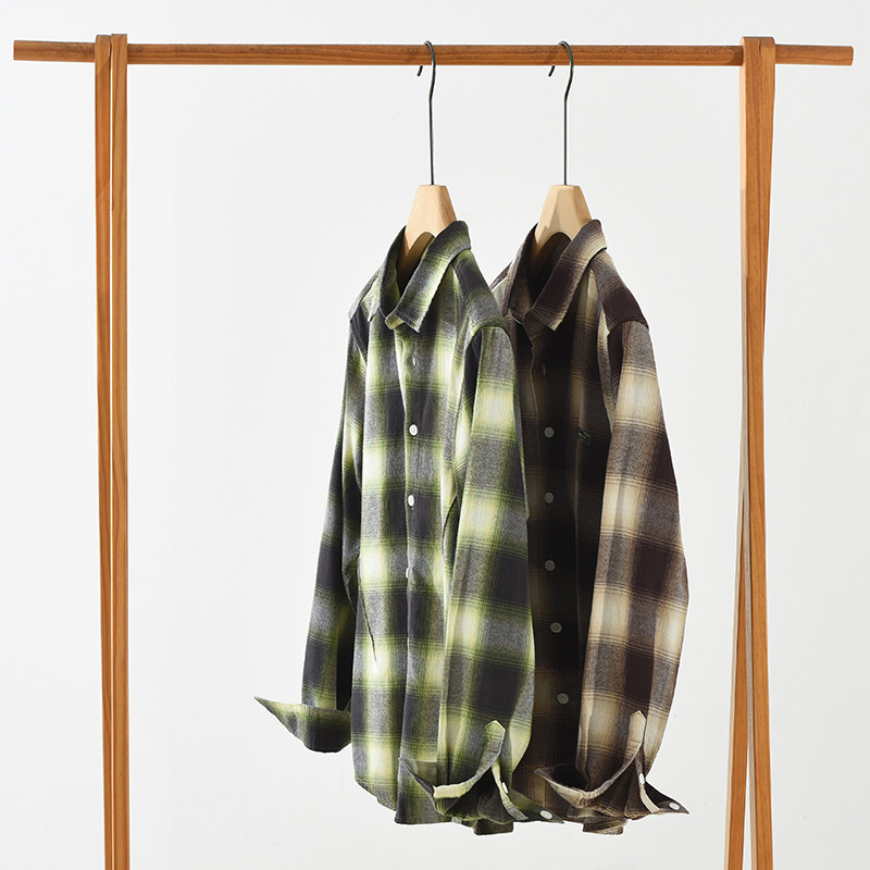 日系复古格子衬衫男士春秋季纯棉长袖外套宽松休闲百搭潮流上衣,男装,衬衫,淘宝优惠券,粉丝福利购,淘宝优惠卷