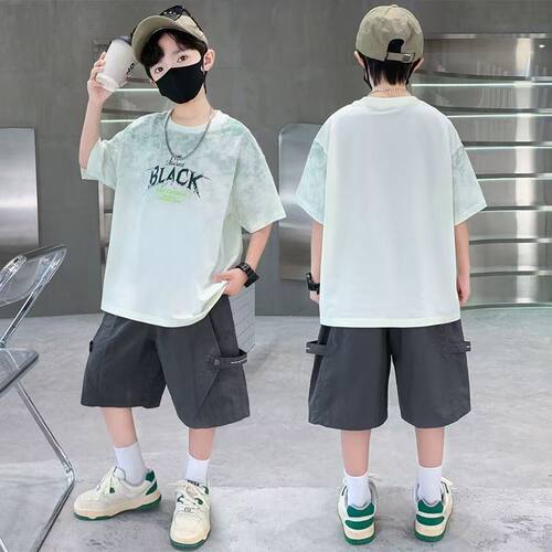 男童夏装套装2026新款中大童夏款帅气男孩短袖短裤两件套夏季潮装
