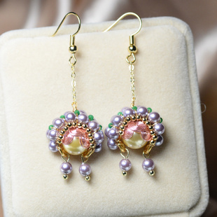 紫贝珠中国风刀马旦耳坠高档女2021年新款潮耳环女京剧脸谱耳饰