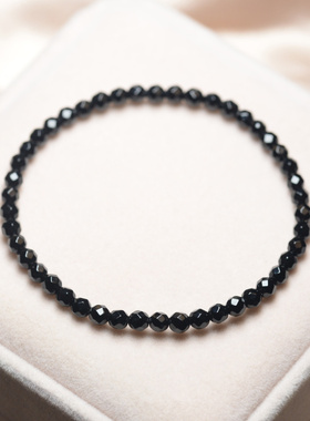 天然黑玛瑙单圈手串女64刻面