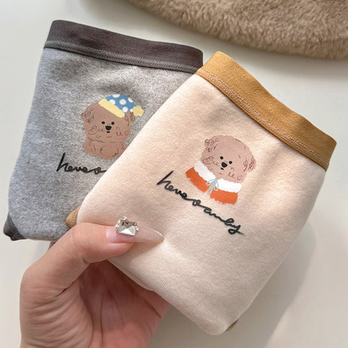 磨毛内裤中腰包臀保暖可爱甜美女