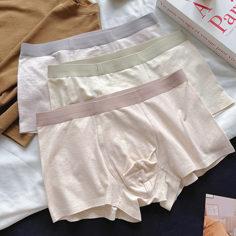 简约无痕彩纱男士内裤纯棉透气
