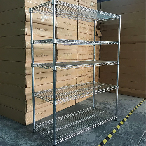 仓储线网不锈钢色货架可调节拆卸多层架子家用厨房重型碳钢置物架