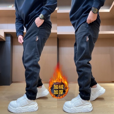 重磅加绒保暖水洗做旧复古牛仔裤