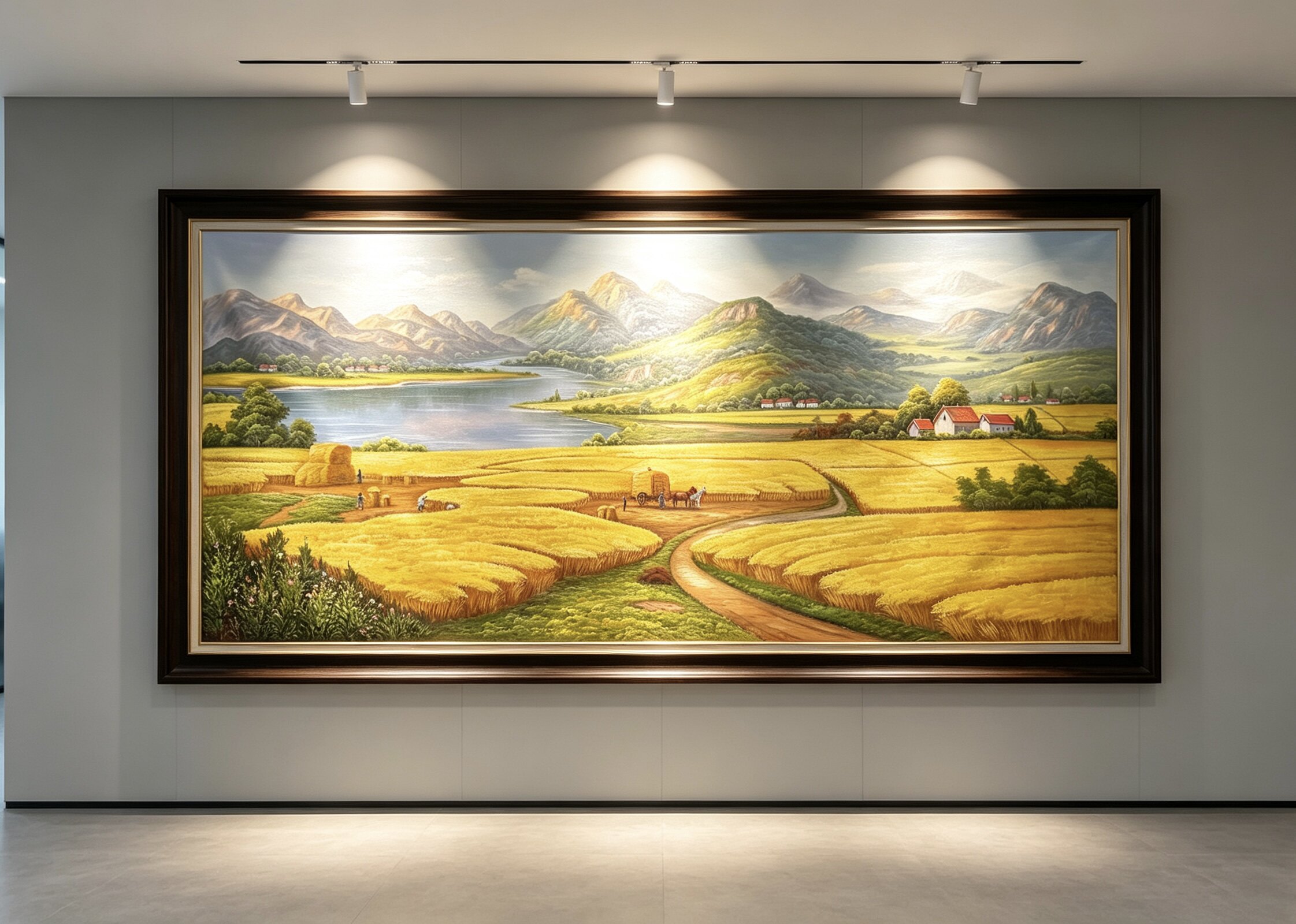 阳光下的麦田 客厅玄关画现代风水画家办公室画 手绘收藏入户油画