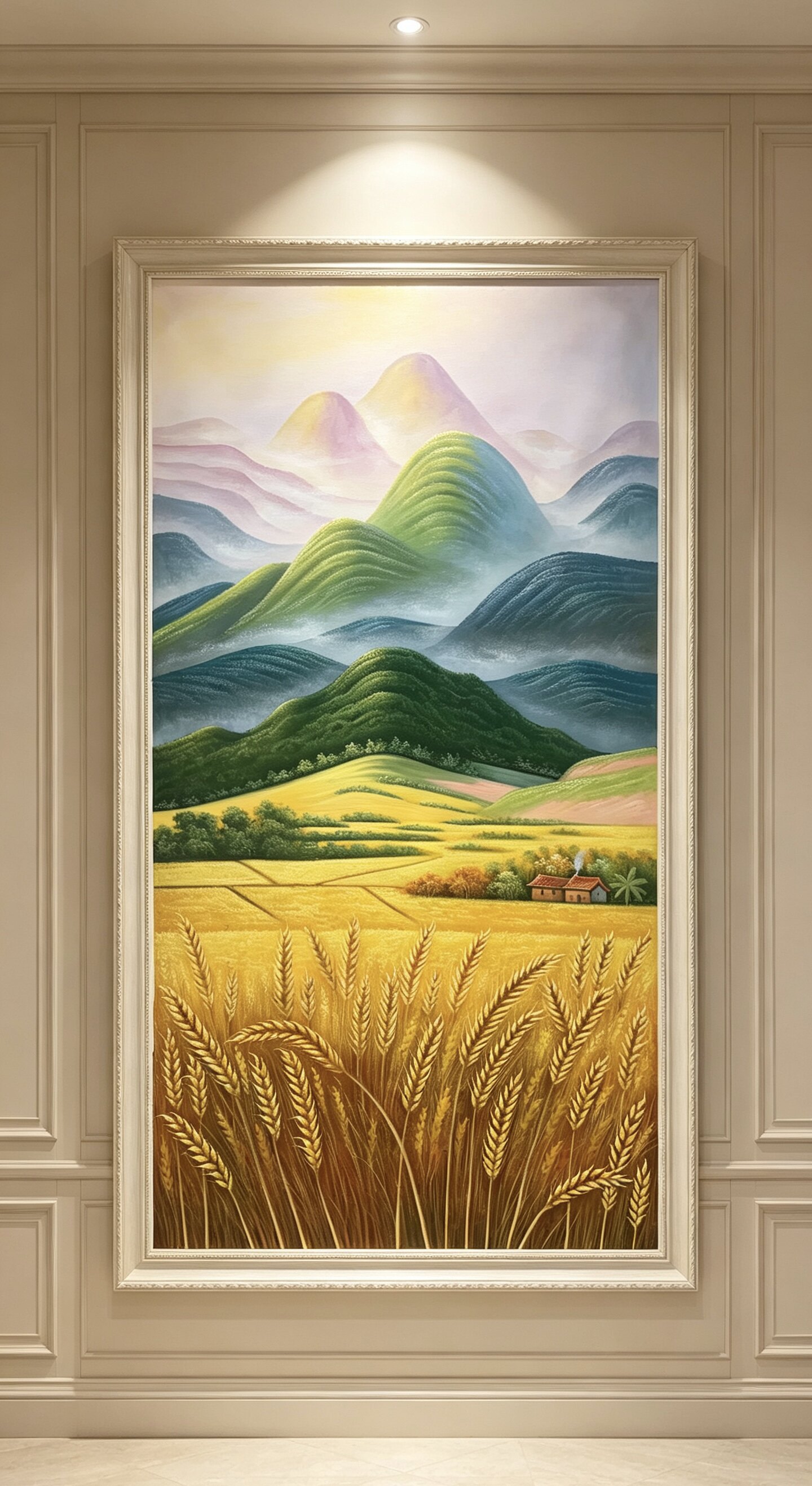 梵高印象派风麦田客厅装饰画稻谷肌理纯手绘油画田园风景玄关挂画图片