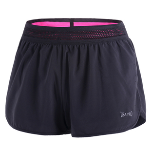马拉松田径训练裤 女 防走光双层透气速干 PRO专业跑步运动短裤 USA
