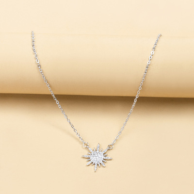 跨境金太阳神项链光芒吊坠太阳短项链颈联毛衣链女厂家直销