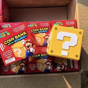 正版 尾货马里奥兄弟超级玛丽问好可爱创意发声存钱罐手办居家摆件