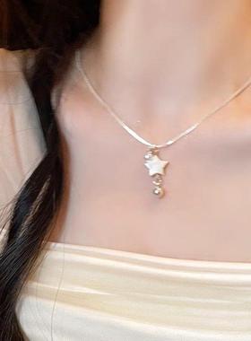 星星珍珠吊坠坠项链秋季款锁骨链