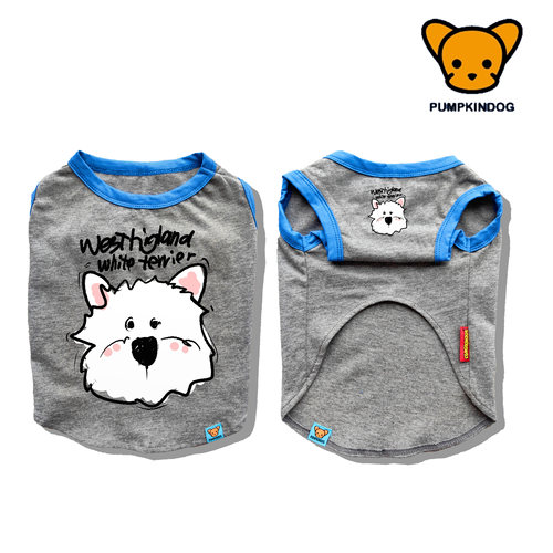 PUMPKINDOG 雪纳瑞纯棉背心西高地短袖T恤睡衣小中型狗狗宠物衣服