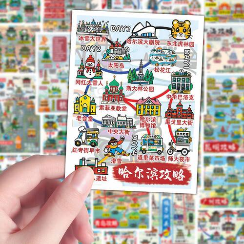 旅游城市路线攻略贴纸