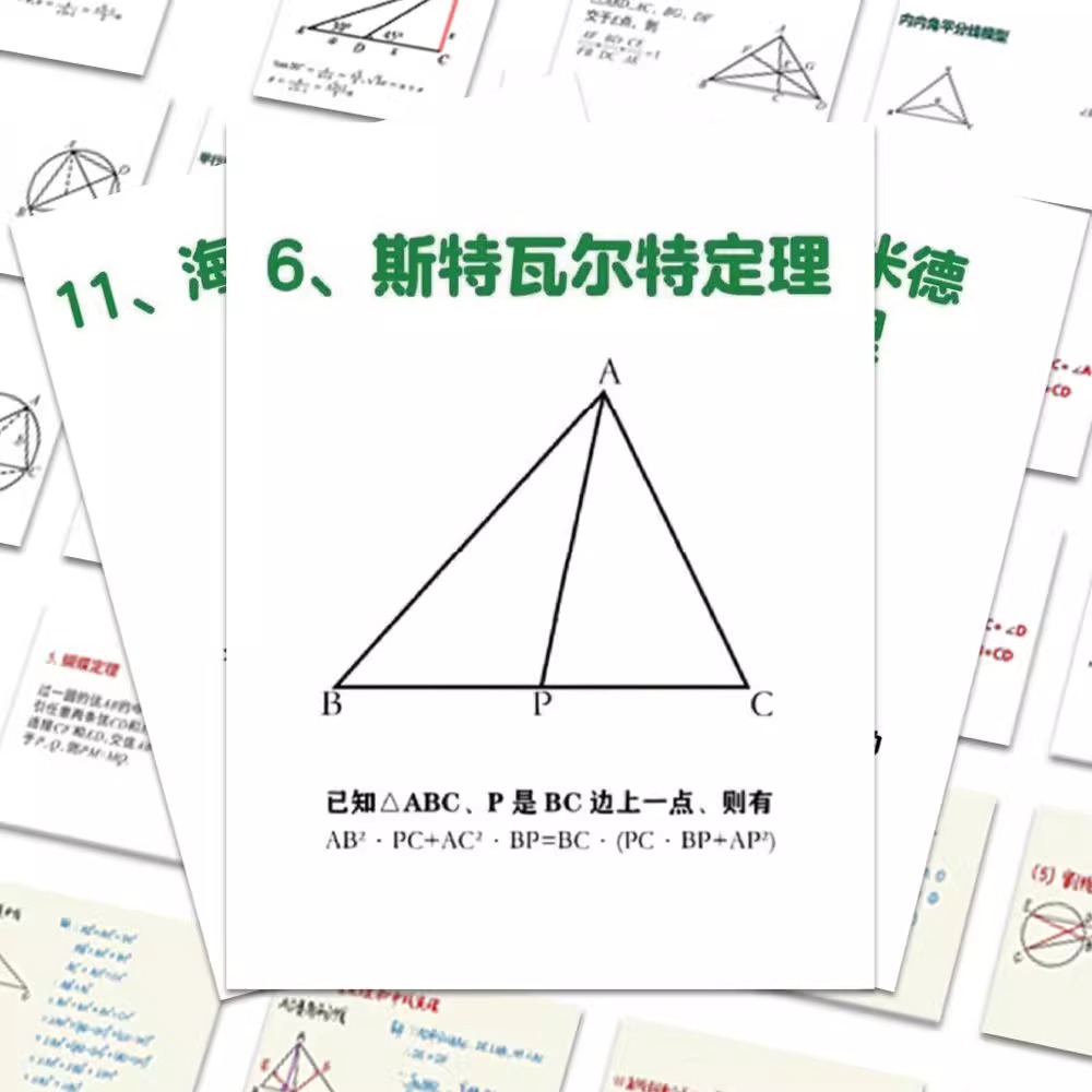 初中数学定理学习贴纸
