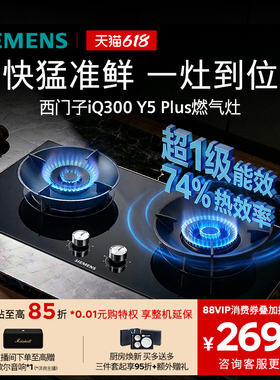 西门子嵌入式燃气灶具5.2大火力家用双灶玻璃天然气N5MB/95A