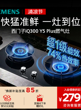 西门子嵌入式燃气灶具5.2大火力家用双灶玻璃天然气N5MB/95A