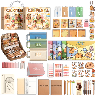 卡皮巴拉文具套装开学大礼包一年级新生入学准备礼盒儿童盲盒礼品女孩生日礼物学习用品大全小学生男孩笔袋