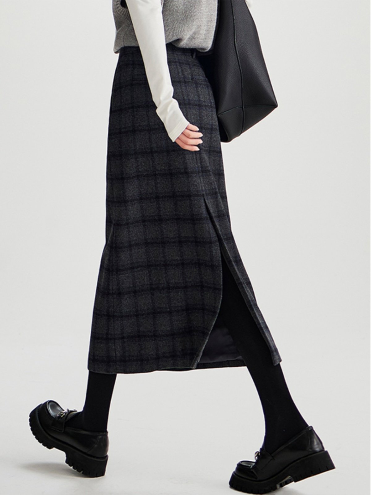 时尚一步裙显瘦半身裙女装秋季新款高腰格子毛呢直筒裙超好看别致,女装/女士精品,大码半身裙,淘宝优惠券,粉丝福利购,淘宝优惠卷