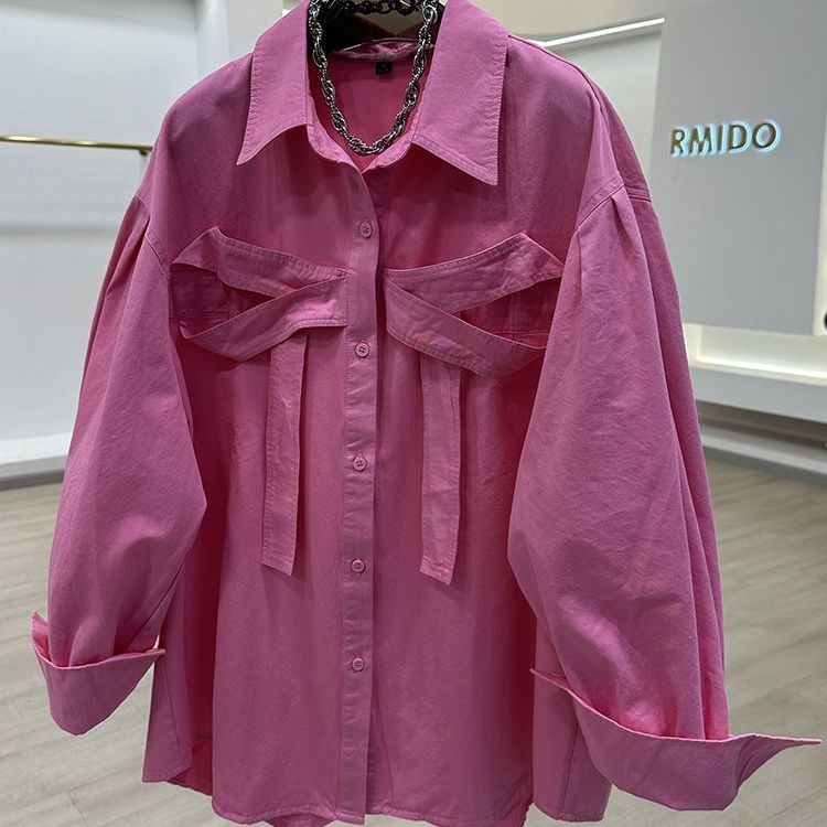 特大码300斤休闲宽松蝴蝶结衬衫式外套女胖m2024春季新款长袖上衣