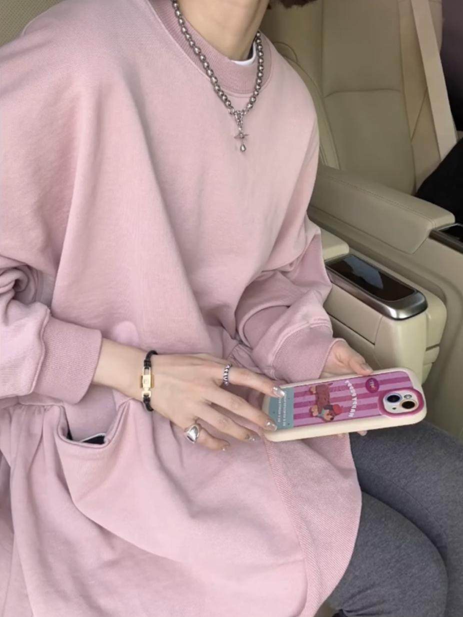 胖m特大码300斤少女感粉色减卫衣/绒衫