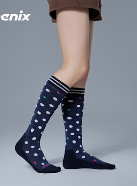 phenix菲尼克斯SKI竞技系列专业滑雪袜儿童女波点透气高筒运动袜