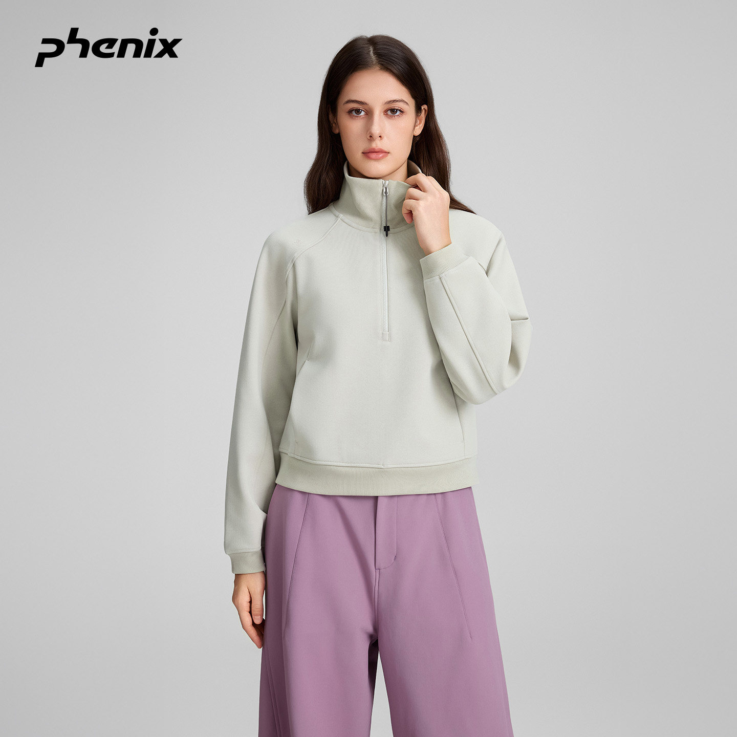 phenix防泼水半拉链立领针织卫衣