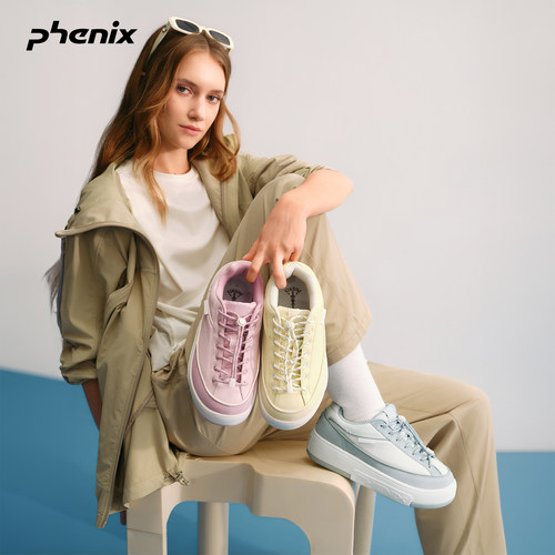 phenix户外多巴胺厚底真皮板鞋女