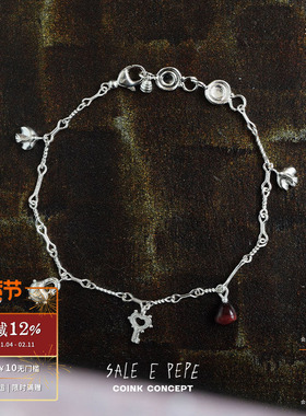 SALE E PEPE 纯银心锁风铃手链 原创小众设计师复古质感腕饰 默叙