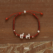 默叙 纯银原创设计情侣礼物银饰配饰 QIQI器契 同心马红绳手链