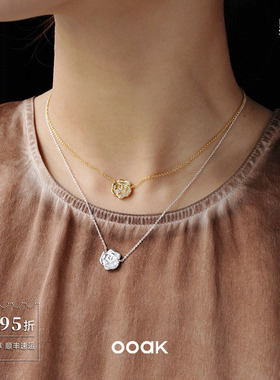 绽放镂空玫瑰白贝母项链