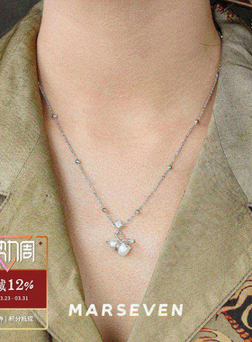 白色绳结珍珠葫芦吊坠项链