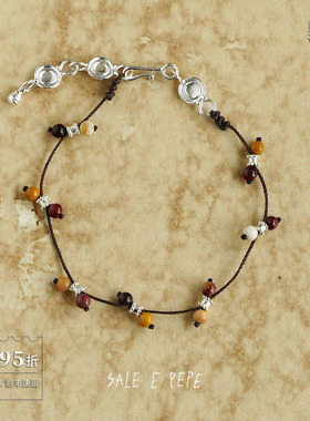 SALEEPEPE纯银蛋黄石编织手链