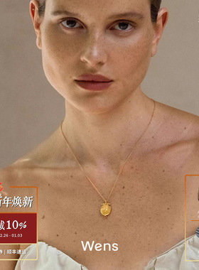 编织纹理金币吊坠项链